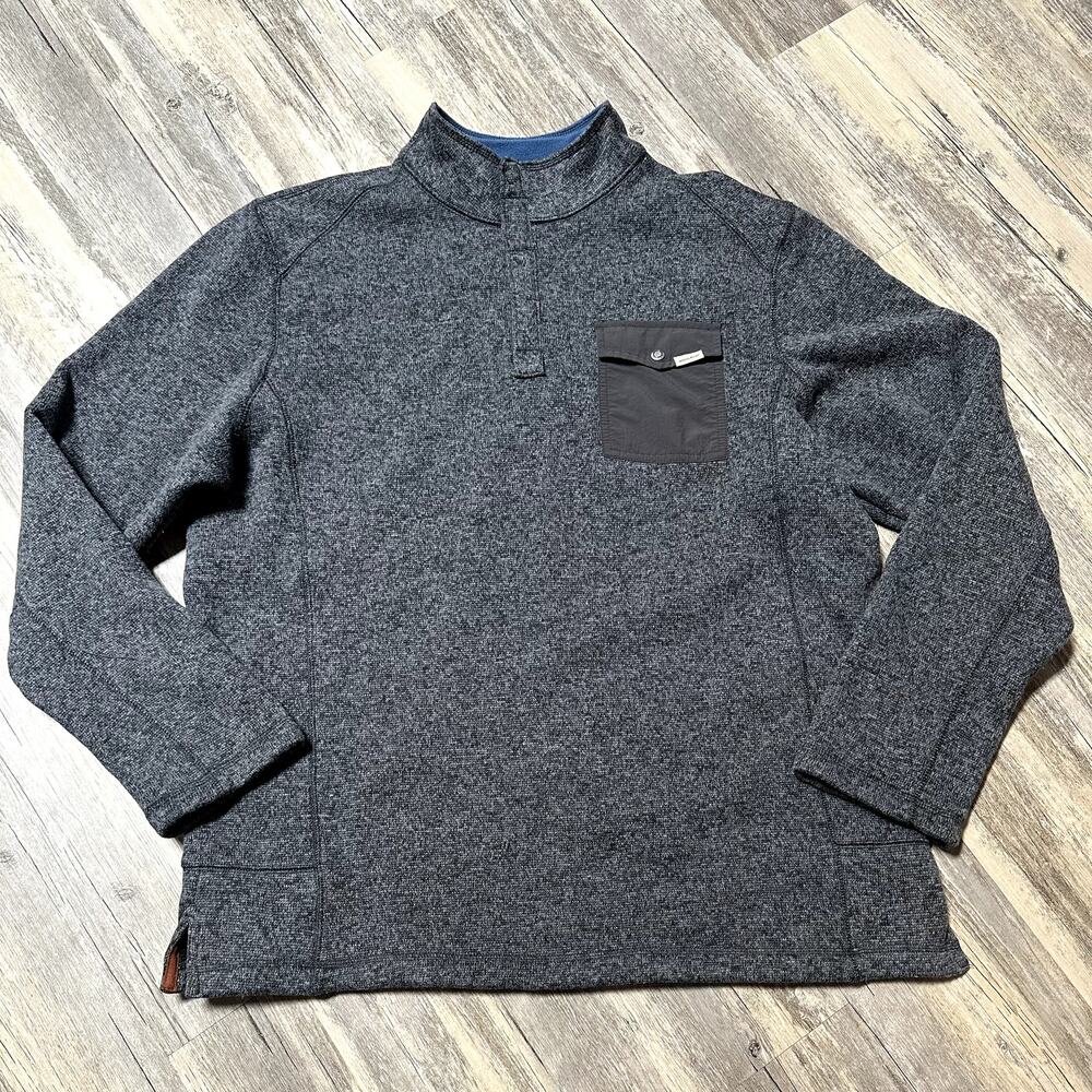 Woolrich 1/4 Snap Pullover Mens XL Gray Chest Pocket Hiking Outdoor